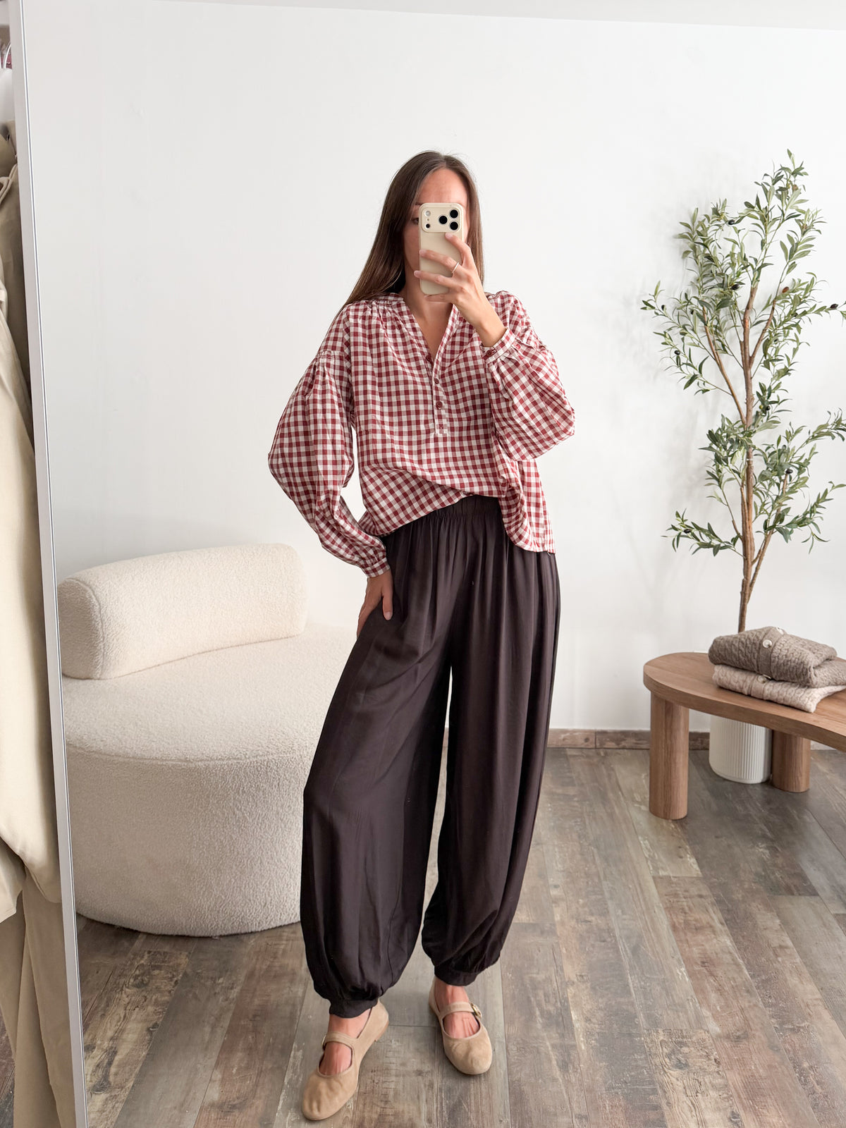 Pantalon bouffant marron