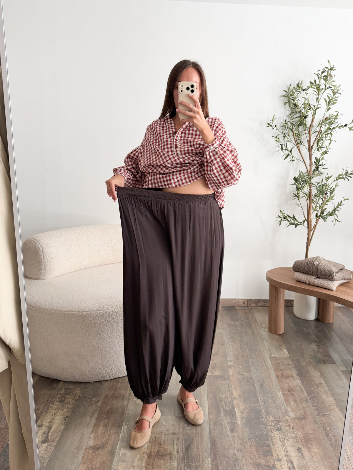 Pantalon bouffant marron