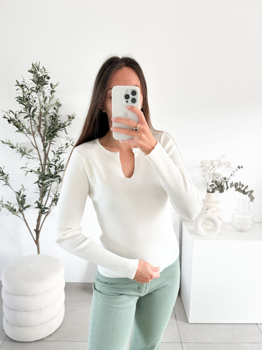 Pull fin Odile blanc