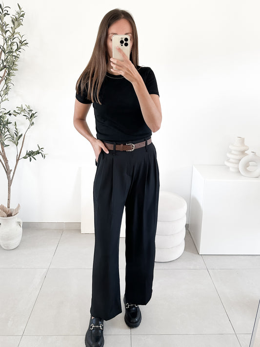 Pantalon avec ceinture noir