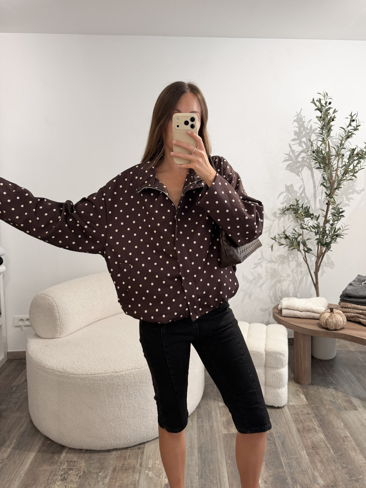 Veste à pois marron
