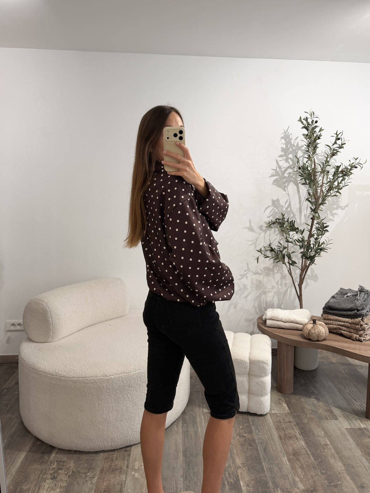 Veste à pois marron