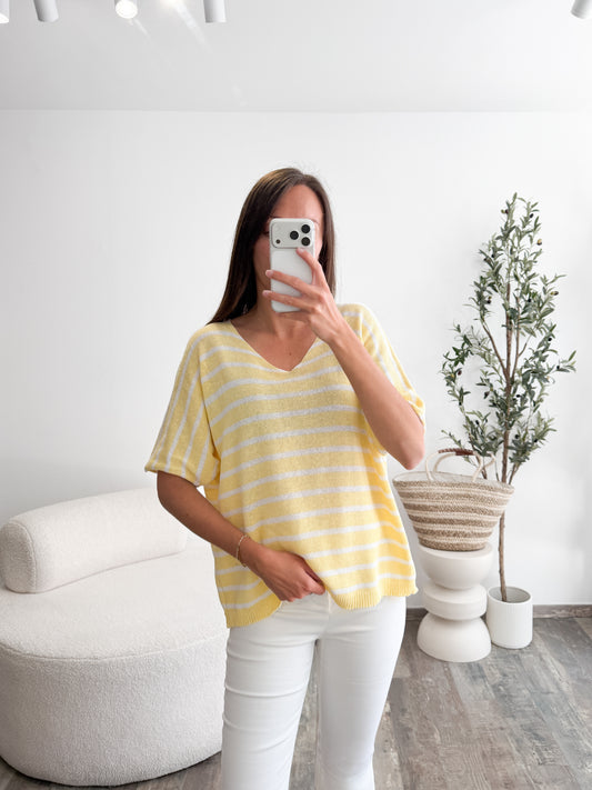 Haut en maille fine jaune