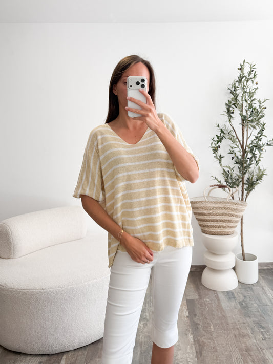 Haut en maille fine beige