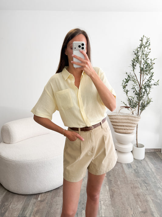 Chemise en gaze de coton jaune