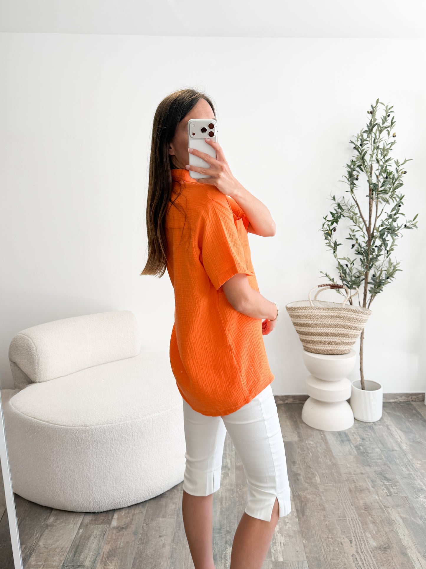 Chemise en gaze de coton orange
