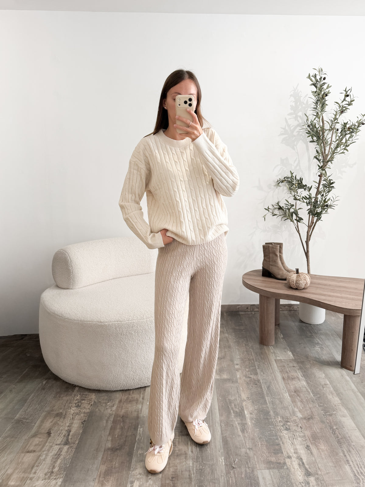 Pantalon en maille torsadée