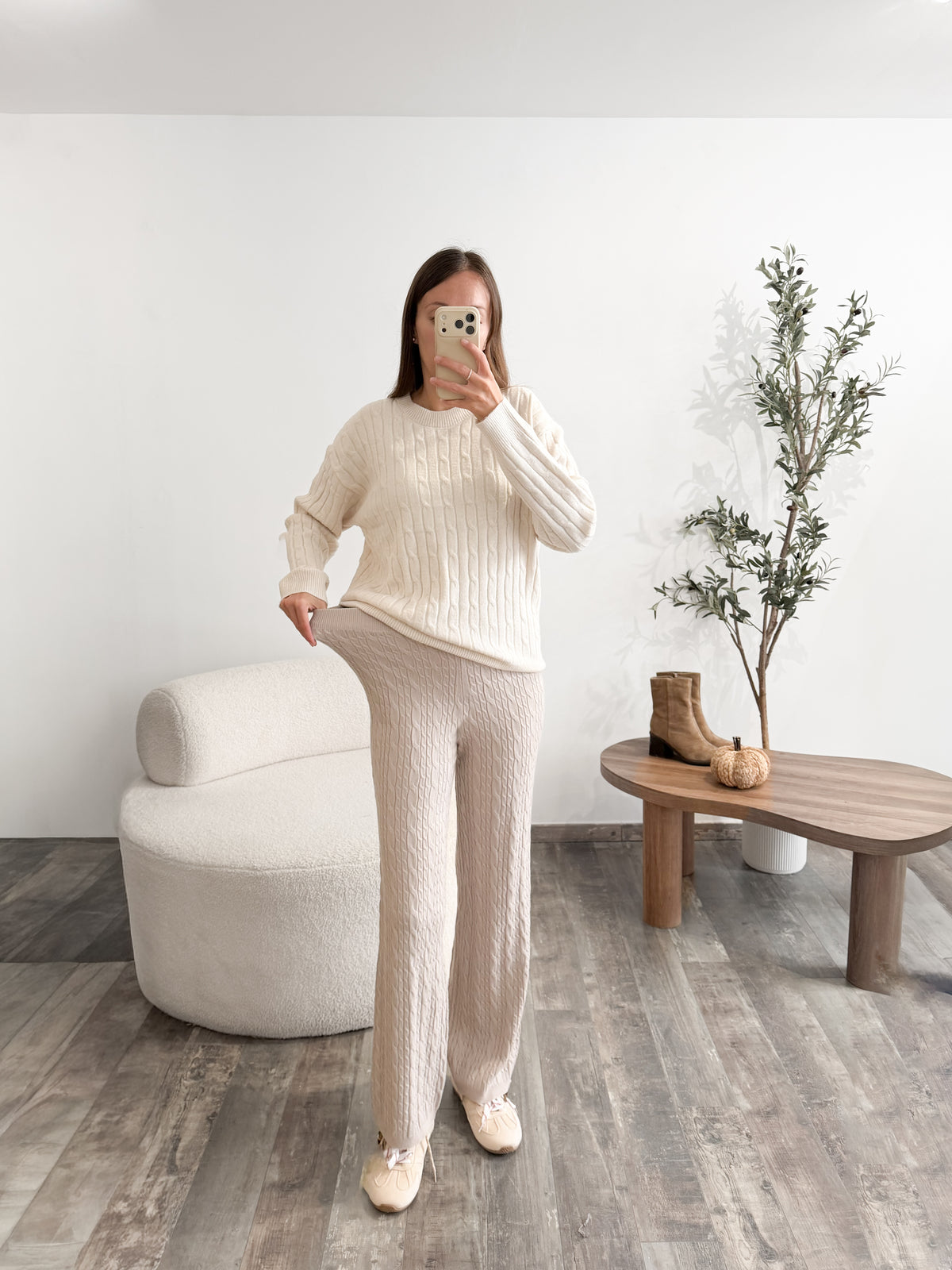 Pantalon en maille torsadée