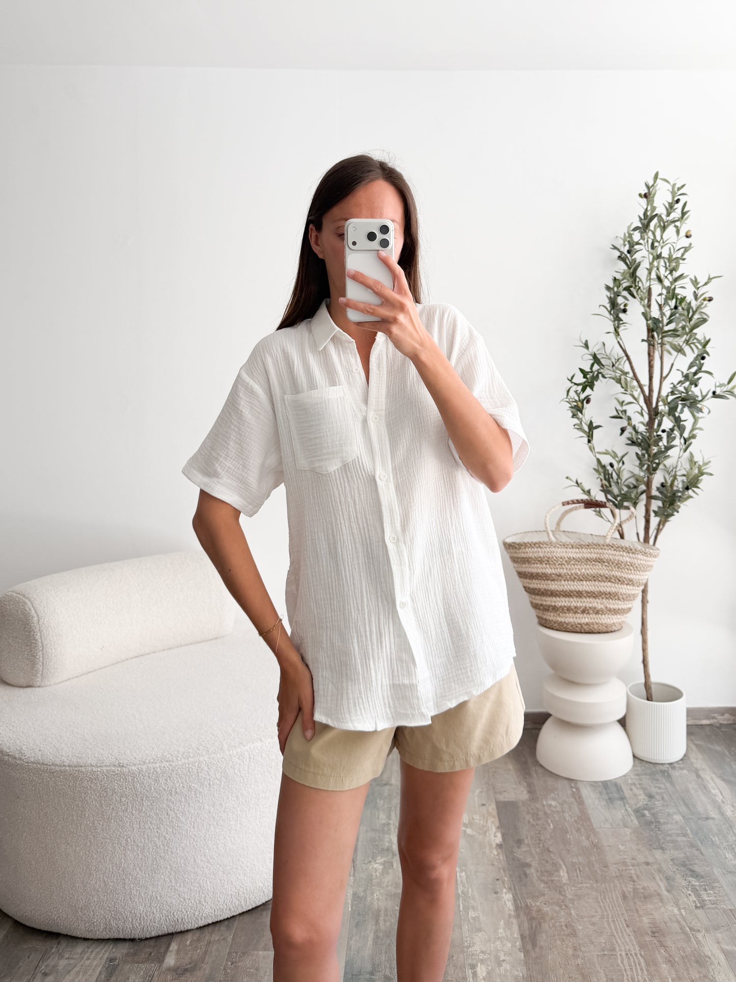 Chemise en gaze de coton blanche