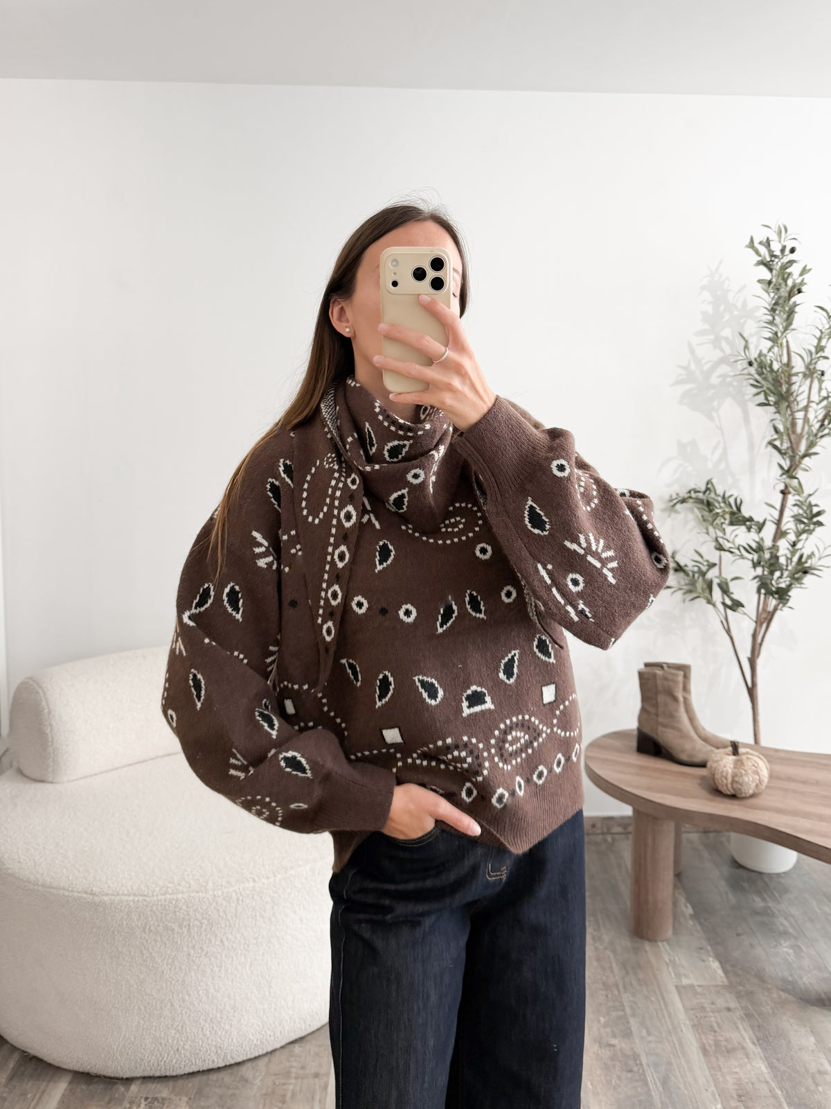Pull bandana marron