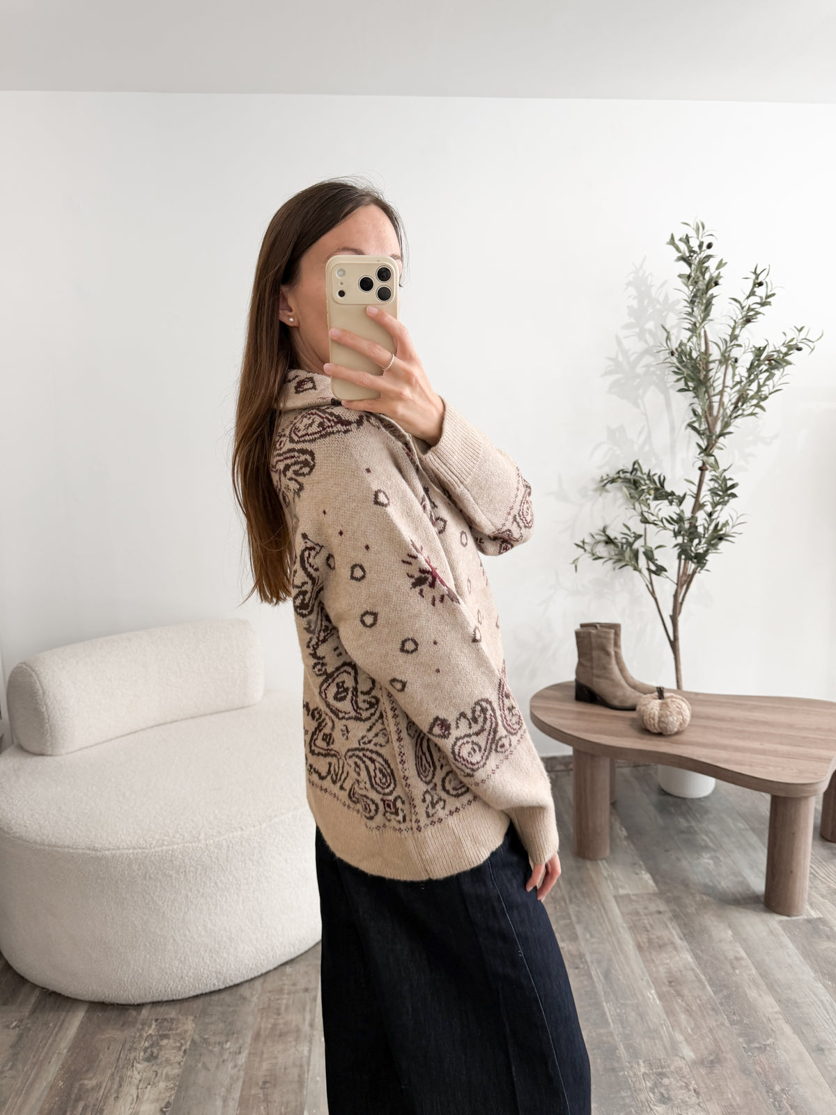 Pull bandana zip beige