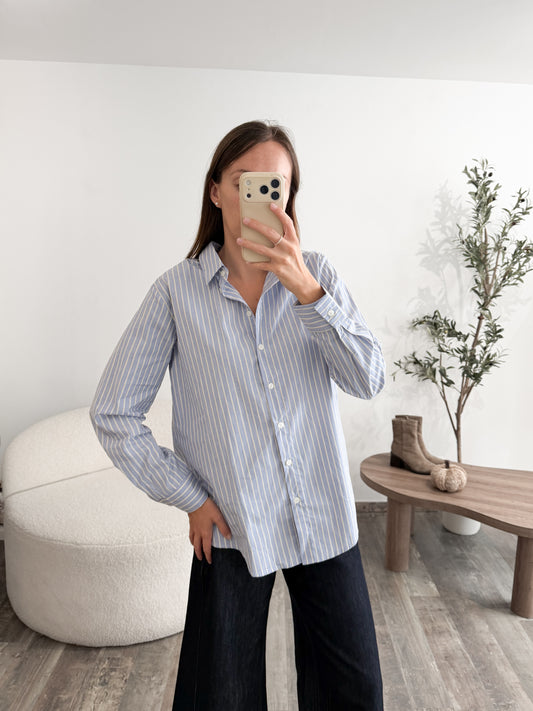 Chemise coton bleue rayée