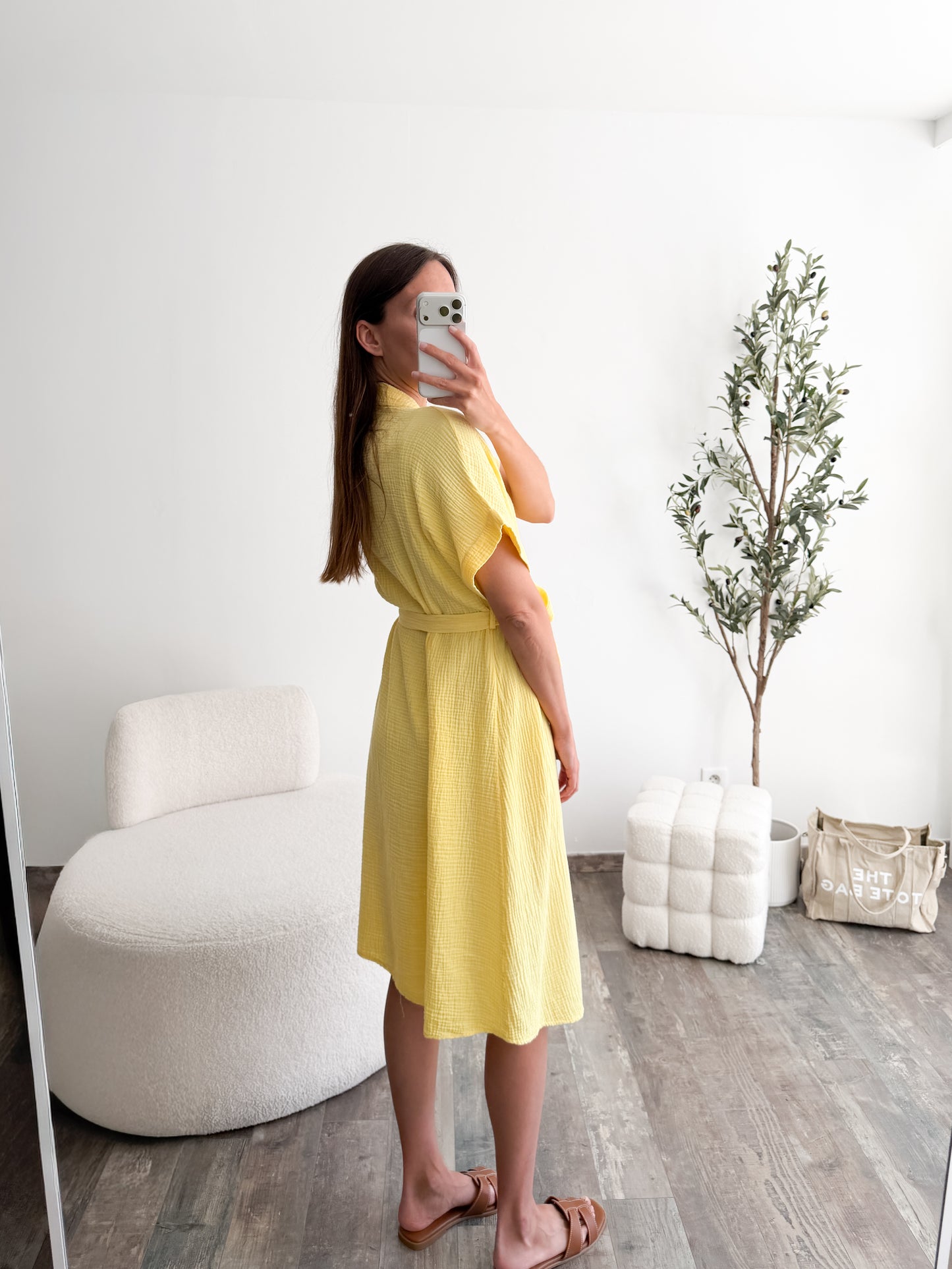 Robe en gaze de coton jaune