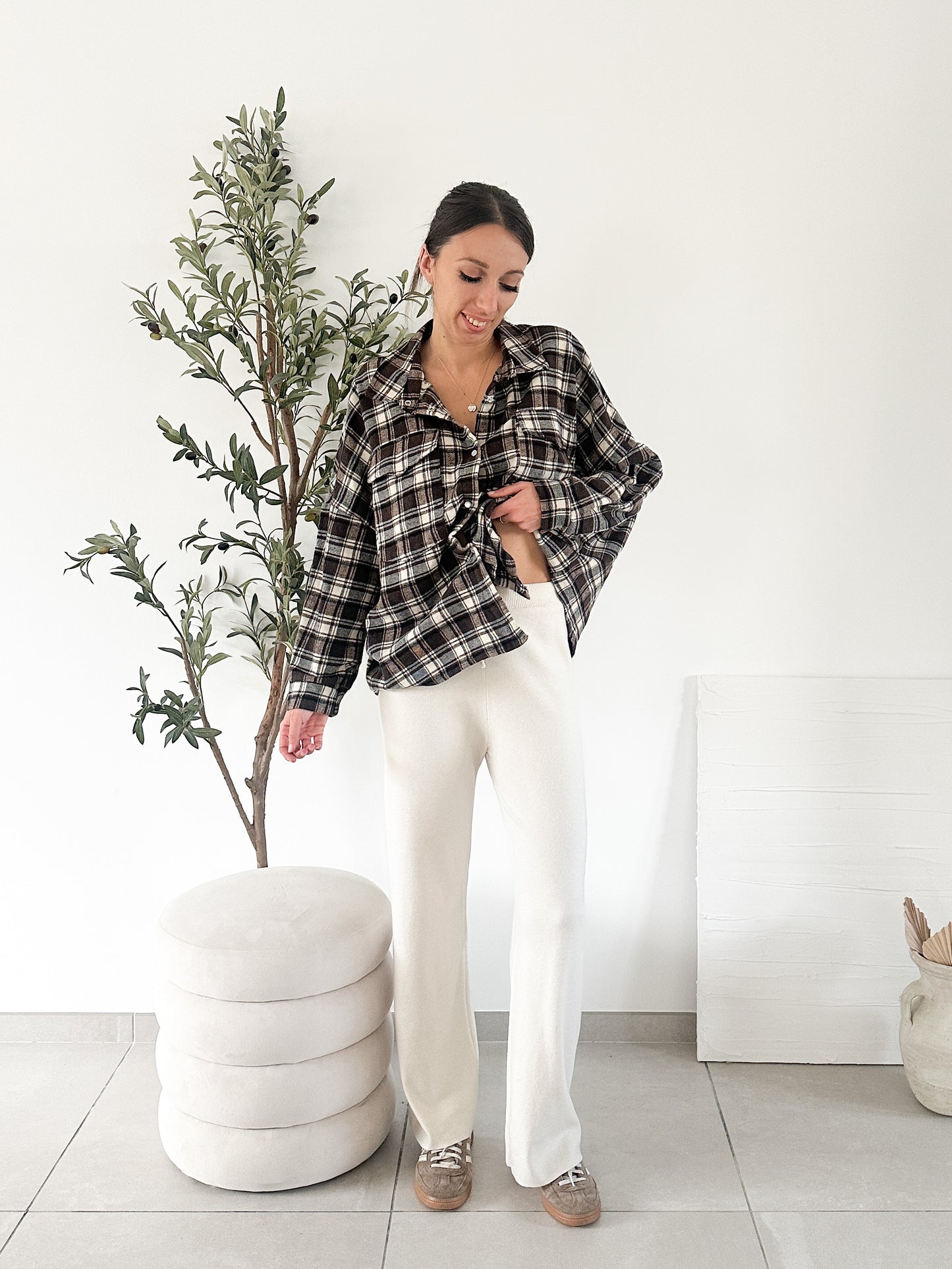 Pantalon en maille écru