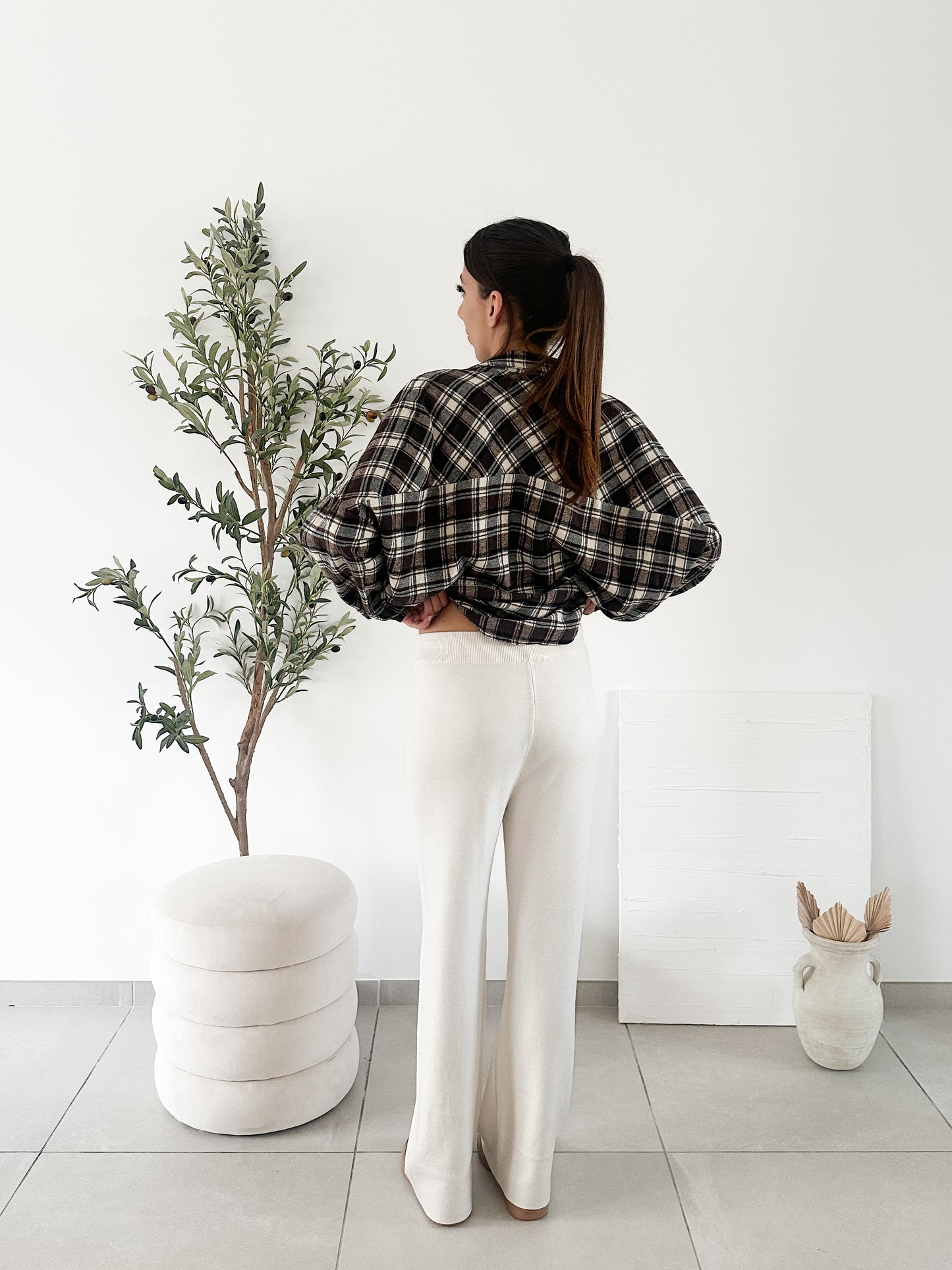 Pantalon en maille écru