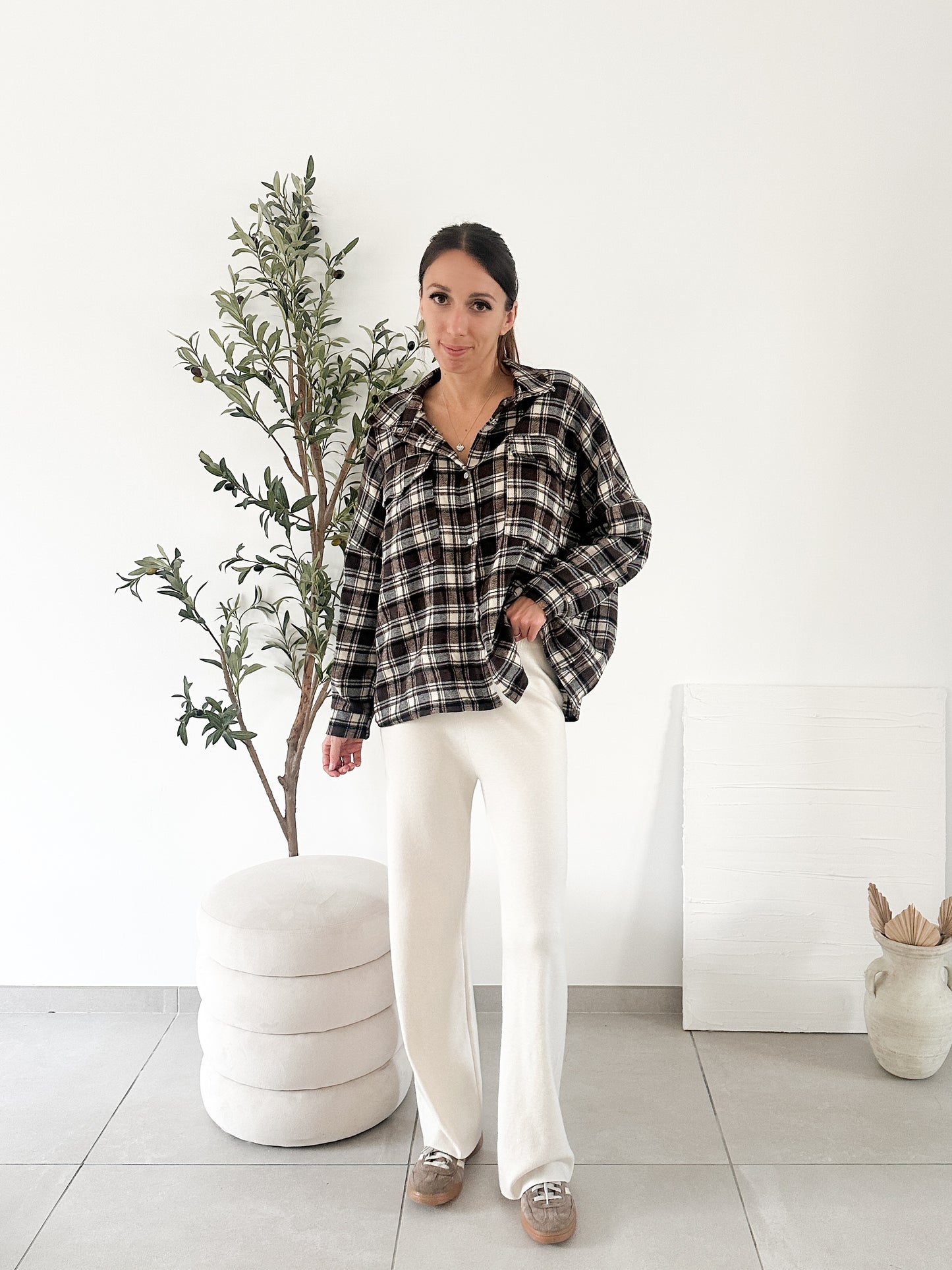 Pantalon en maille écru