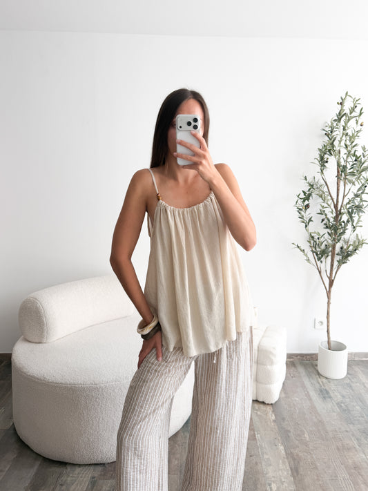 Débardeur à perle beige