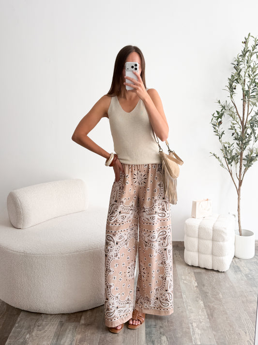 Pantalon bandana beige