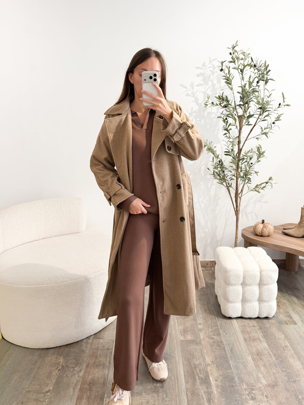Manteau long marron
