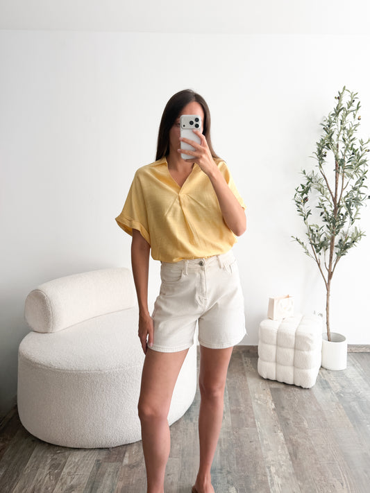 Short beige en jean