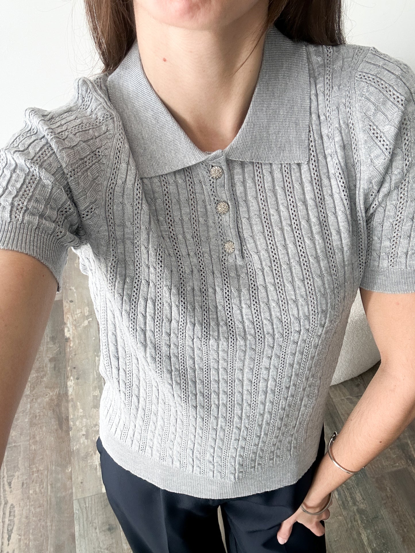Polo ajouré gris