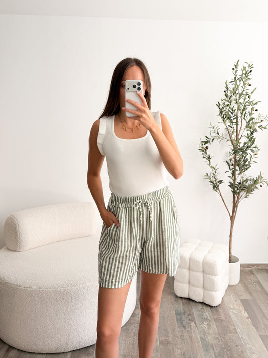 Short gaze de coton Léona kaki