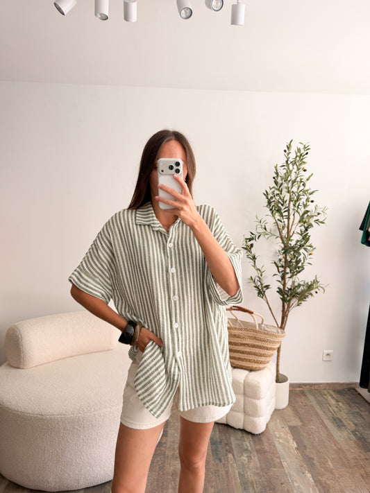 Chemise gaze de coton Léona kaki
