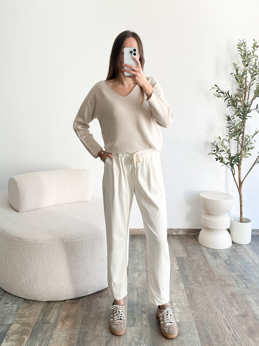 Pantalon jogging écru