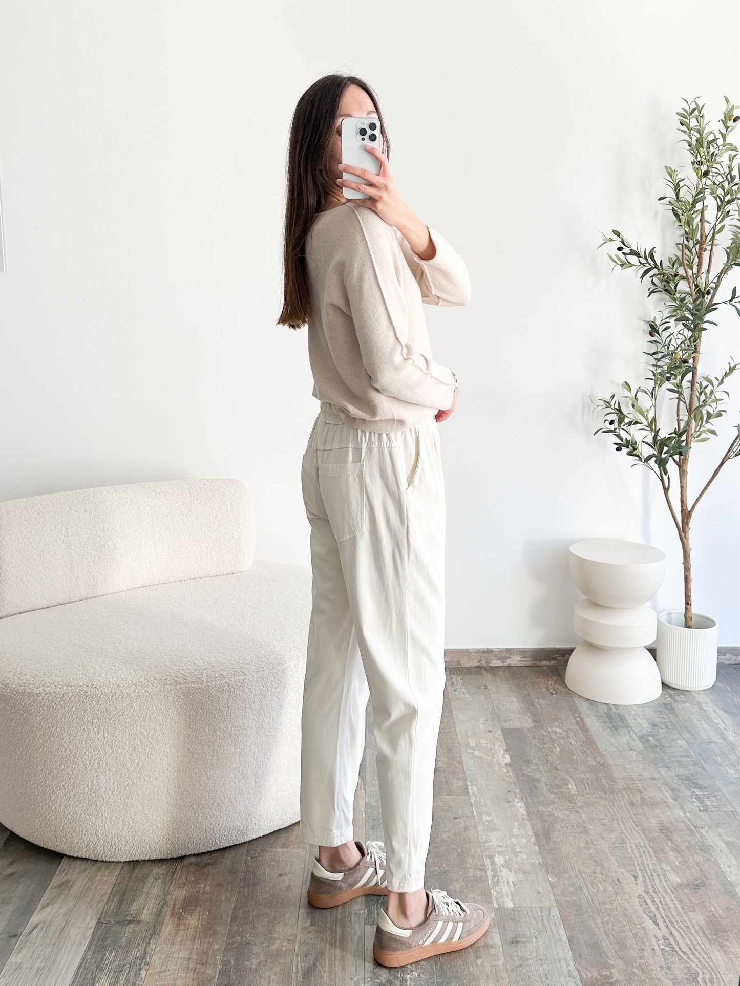 Pantalon jogging écru