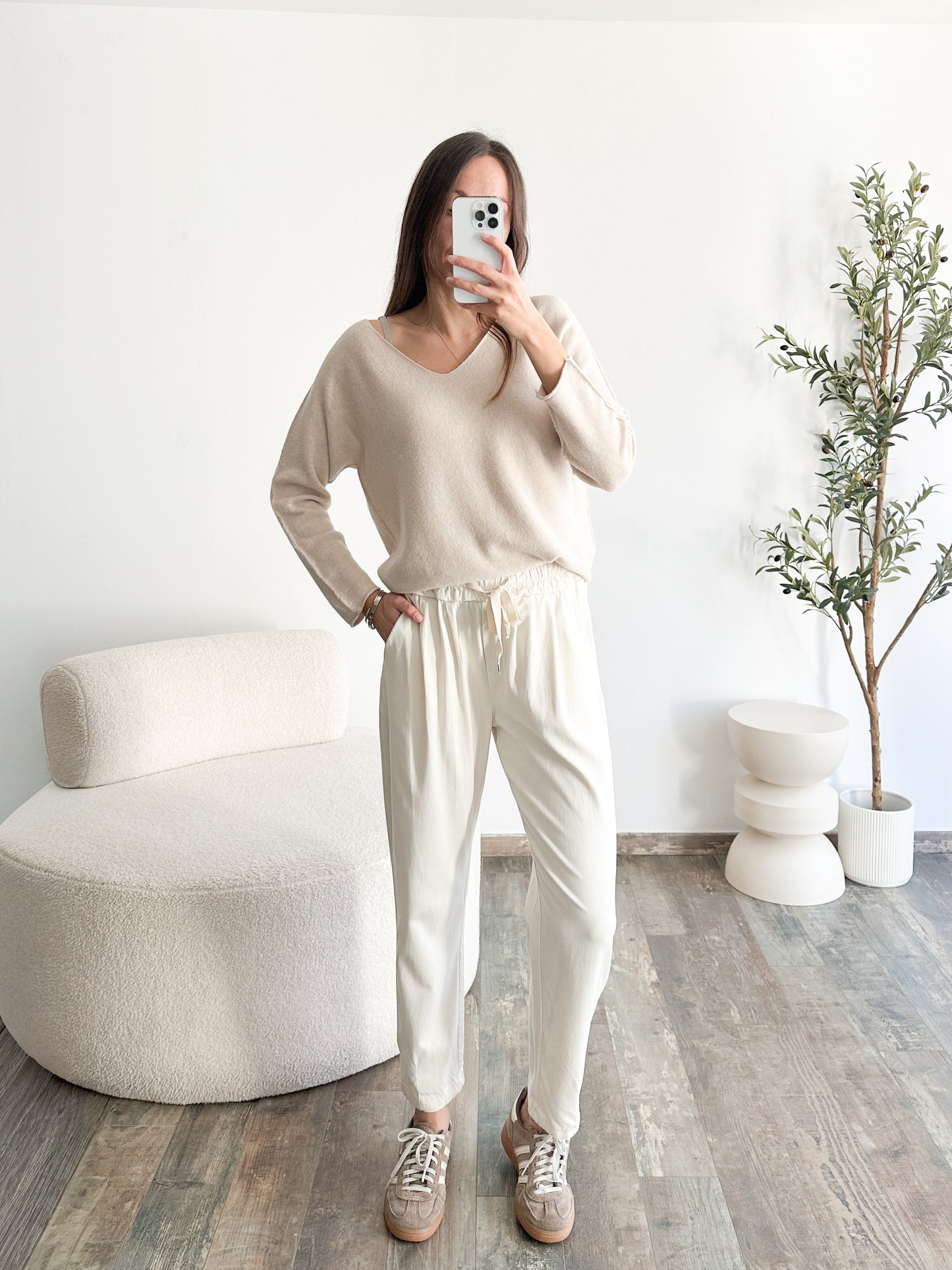 Pantalon jogging écru