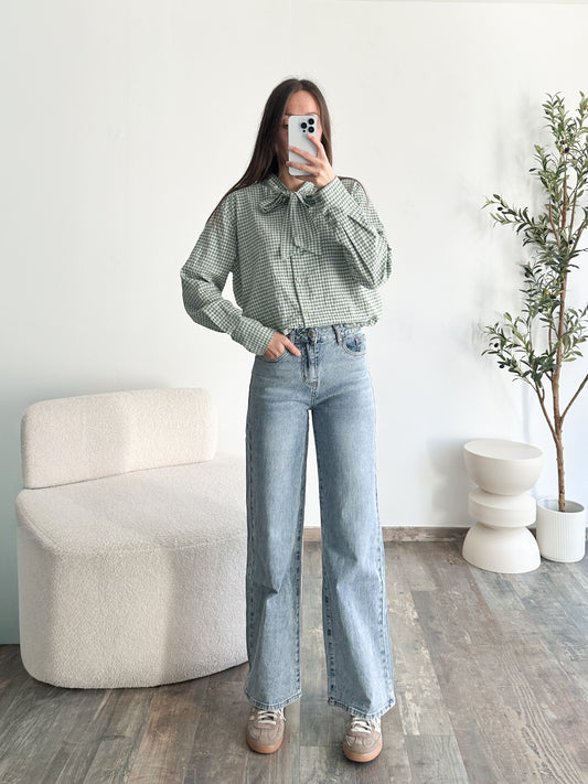 Jean wide leg bleu moyen