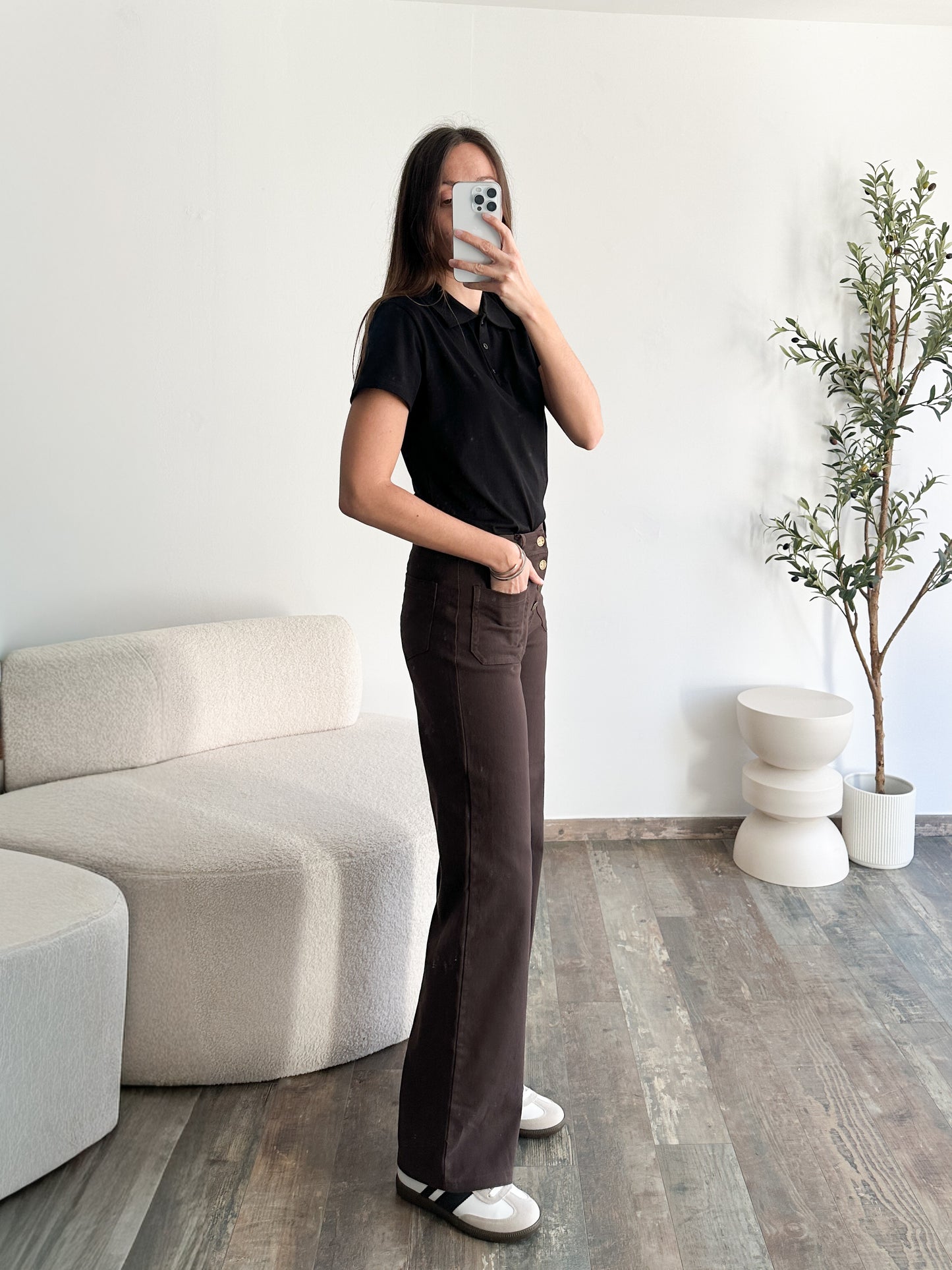 Jean wide leg marron