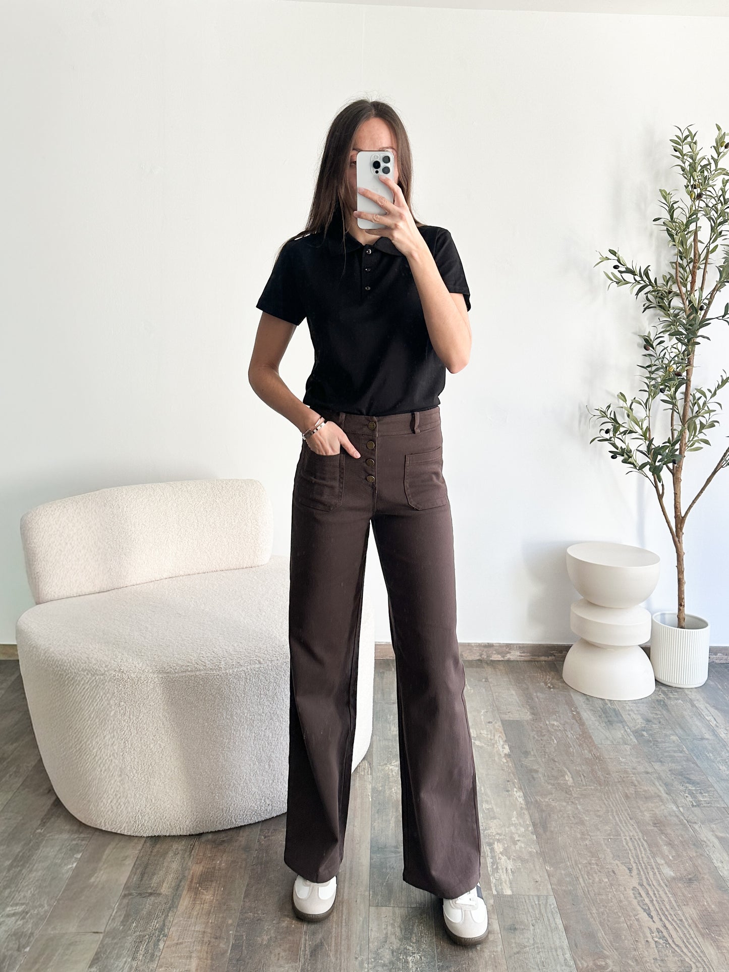 Jean wide leg marron