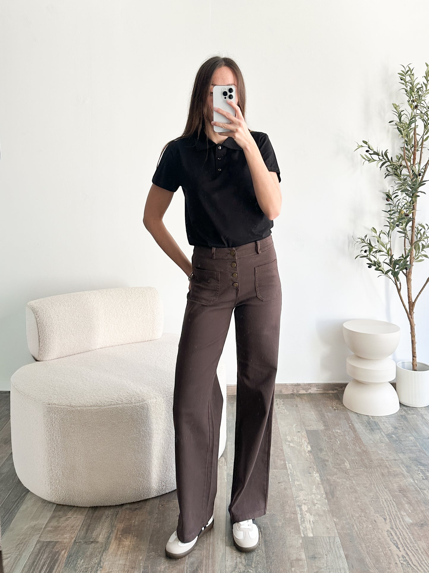 Jean wide leg marron