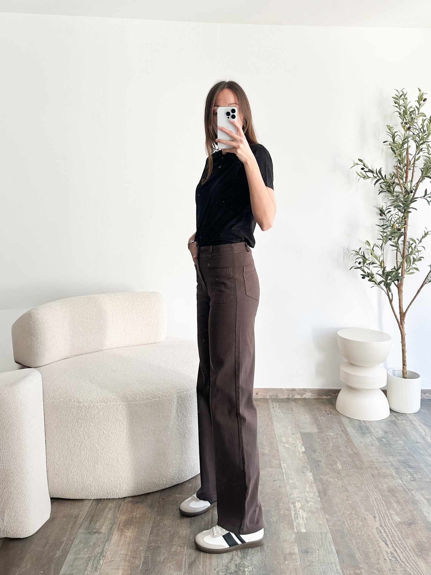 Jean wide leg marron