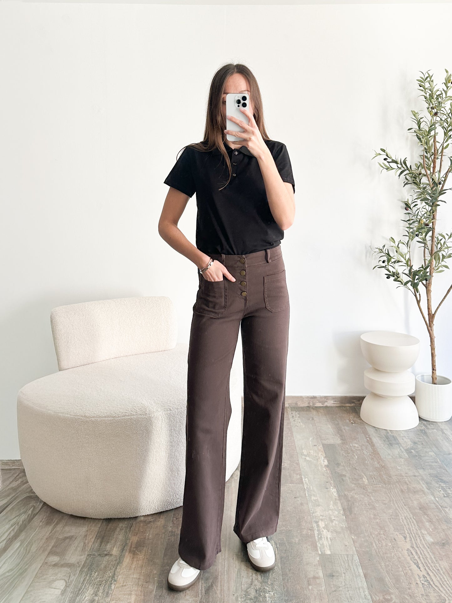 Jean wide leg marron