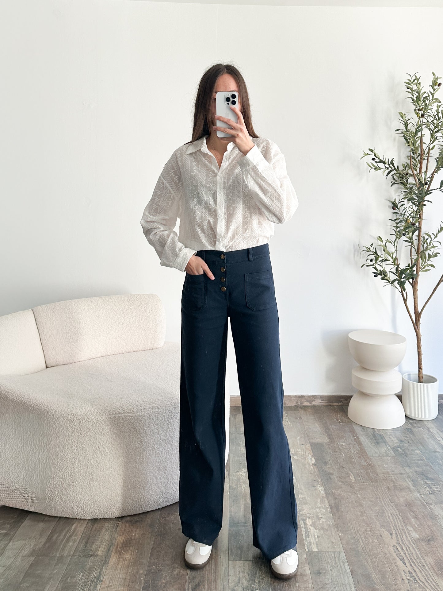 Jean wide leg bleu marine