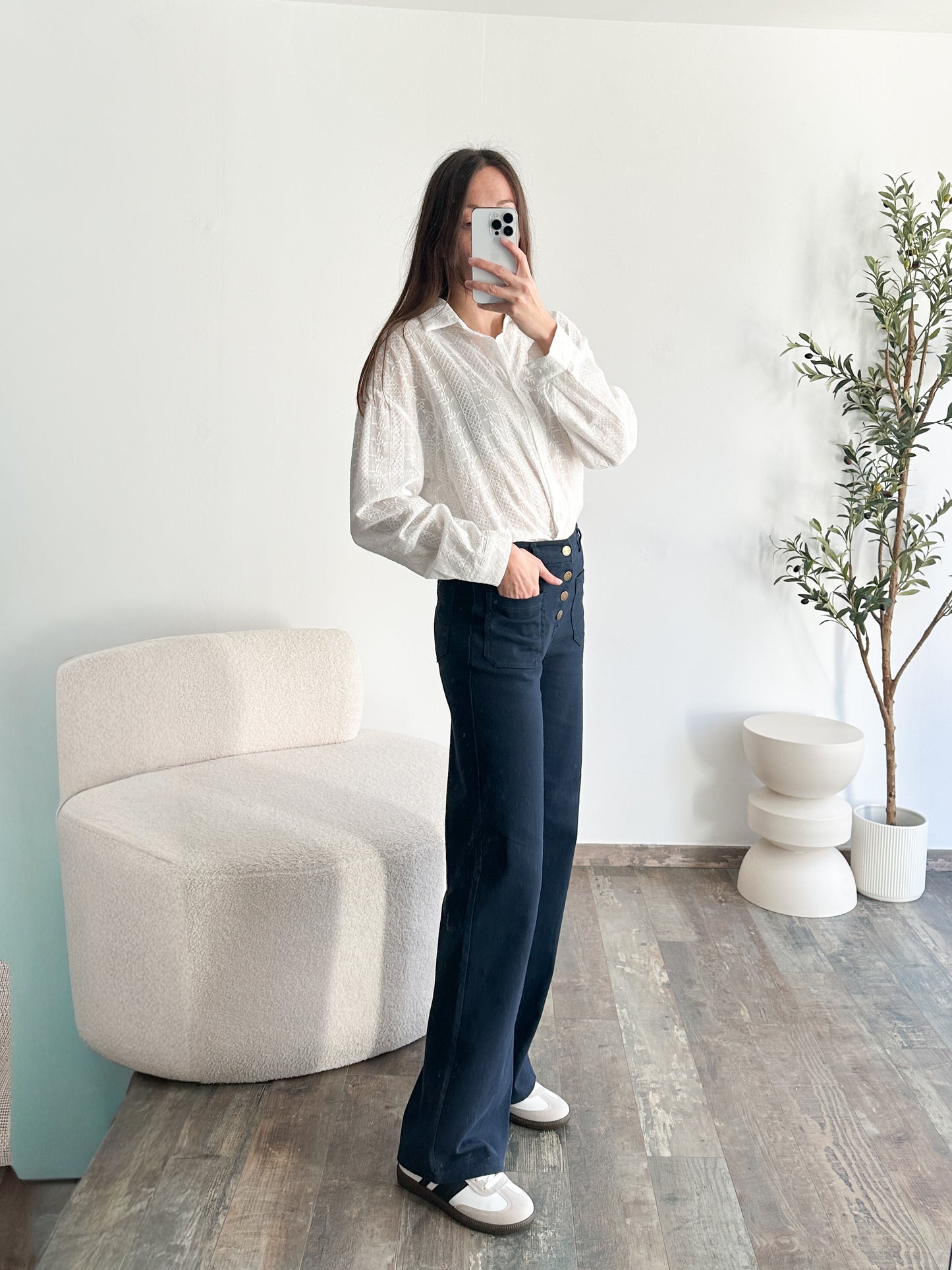 Jean wide leg bleu marine