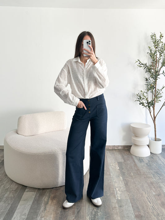 Jean wide leg bleu marine