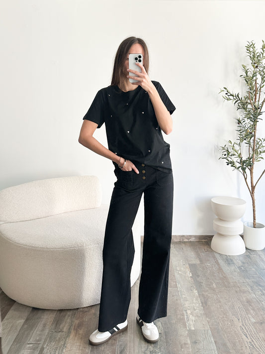 Jean wide leg noir
