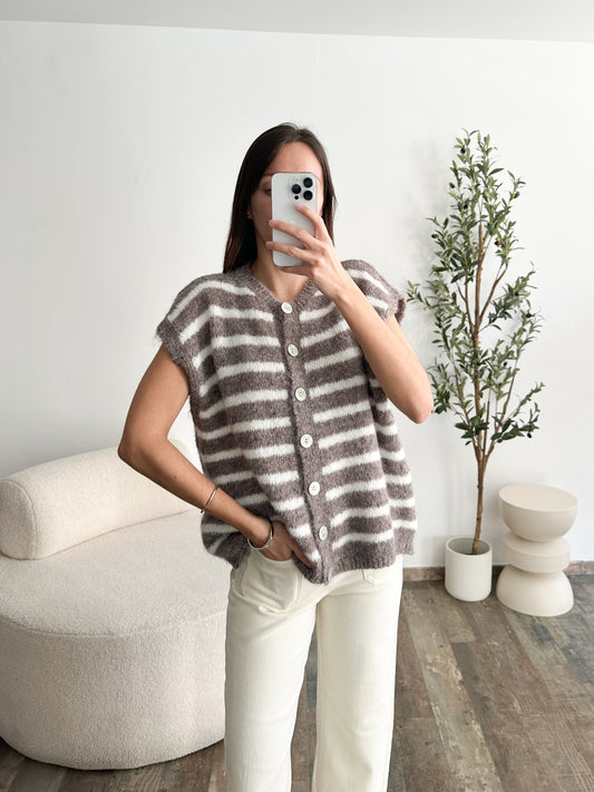 Gilet marin sans manche marron