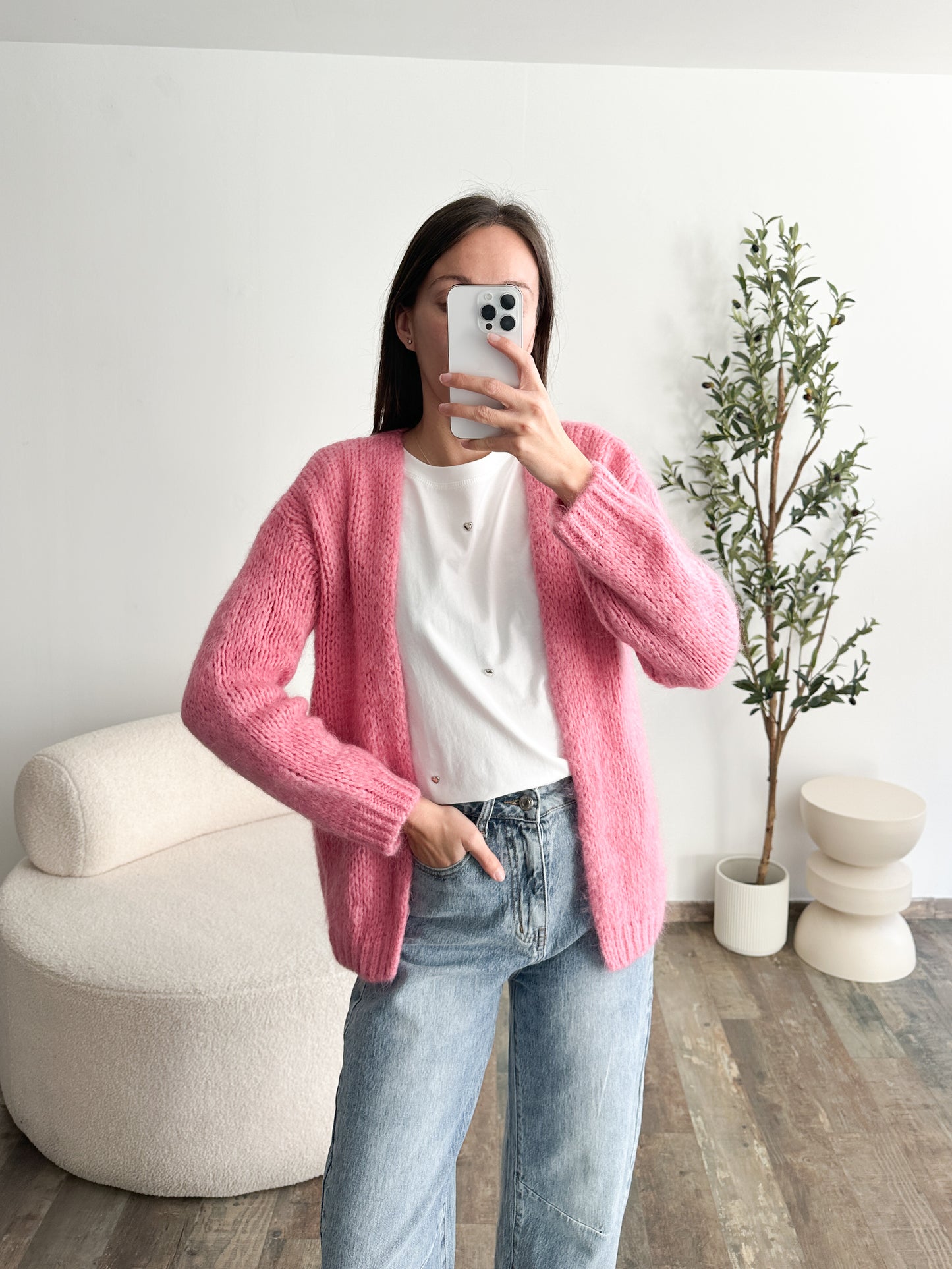 Gilet en mohair rose