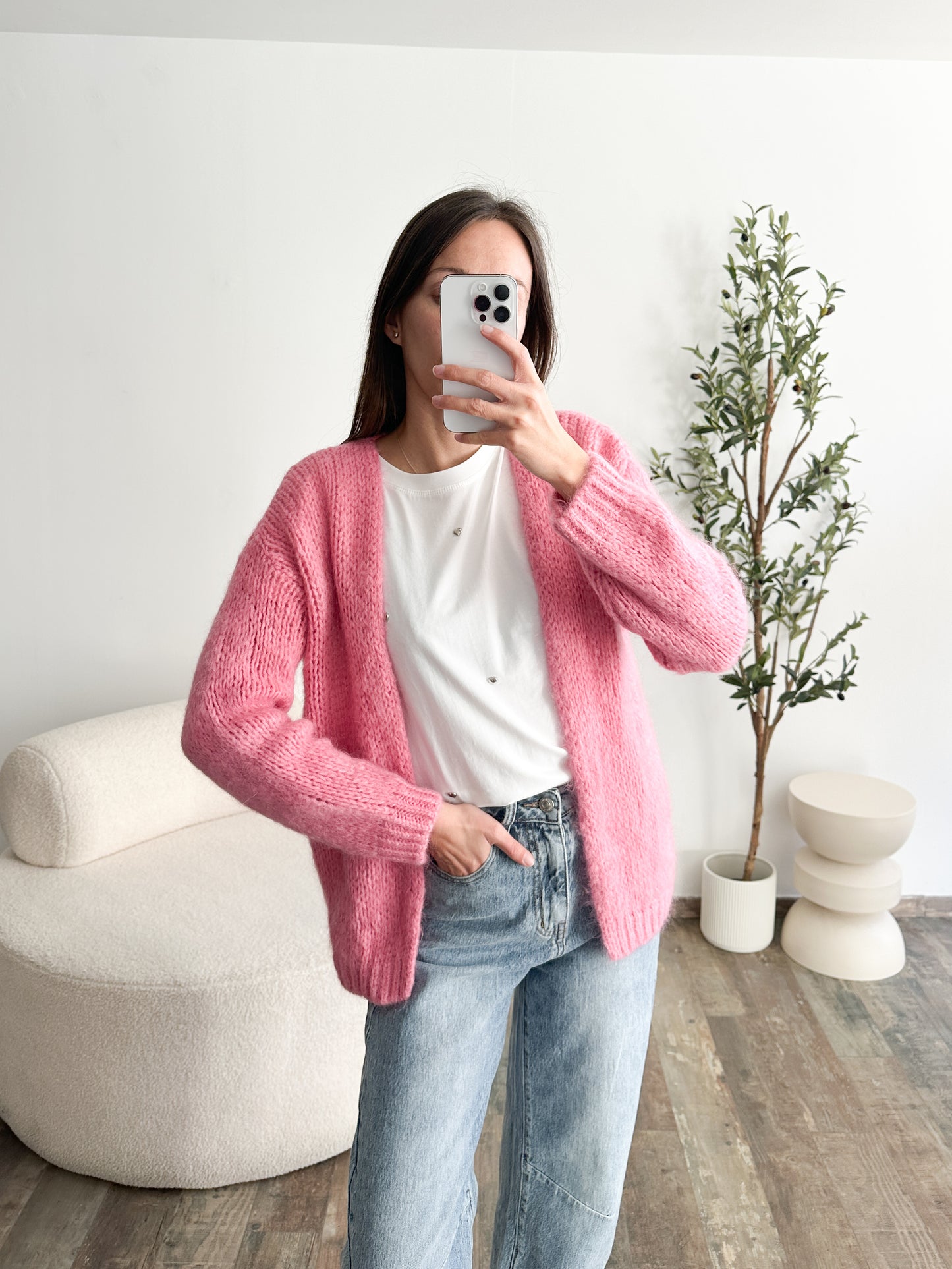 Gilet en mohair rose