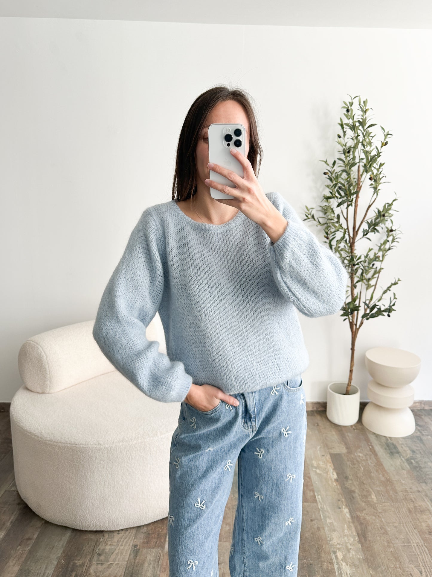 Pull en mohair bleu