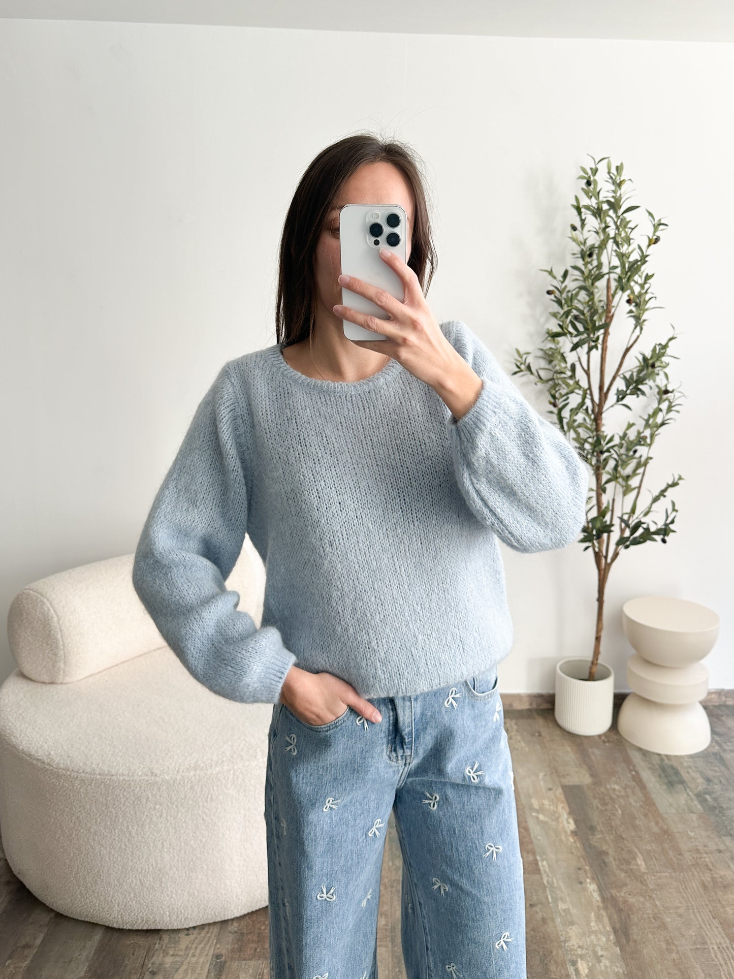 Pull en mohair bleu