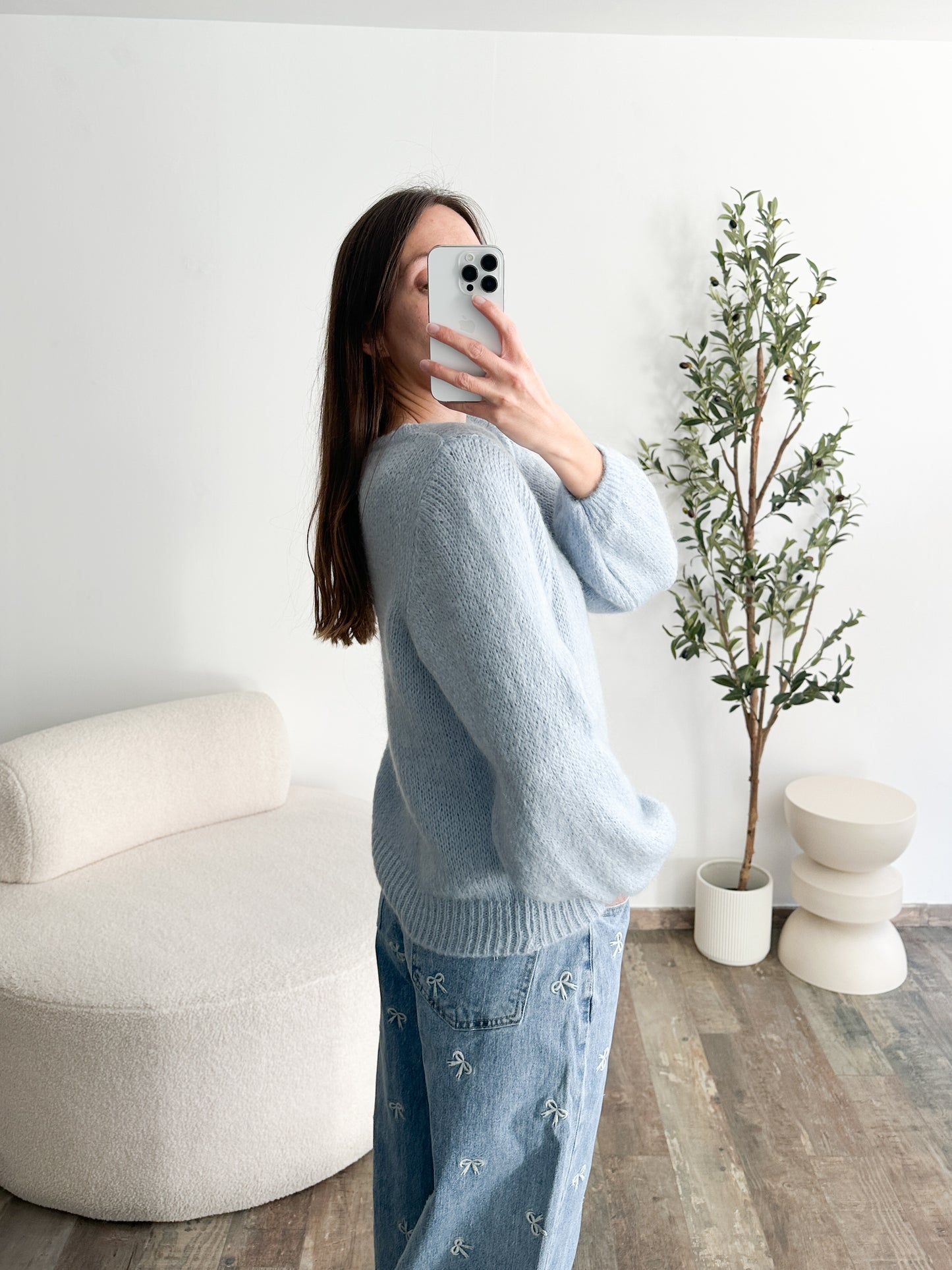 Pull en mohair bleu