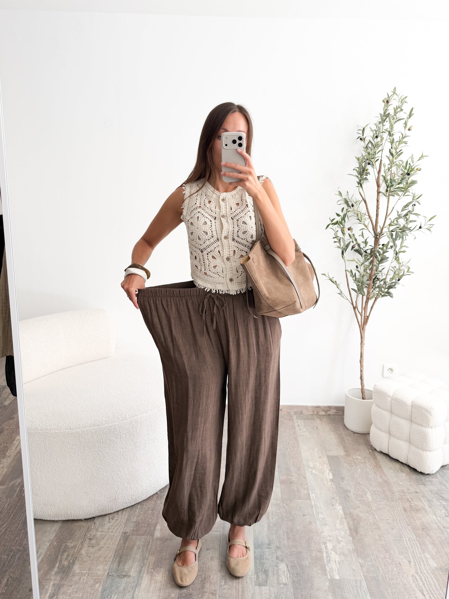 Pantalon bouffant marron