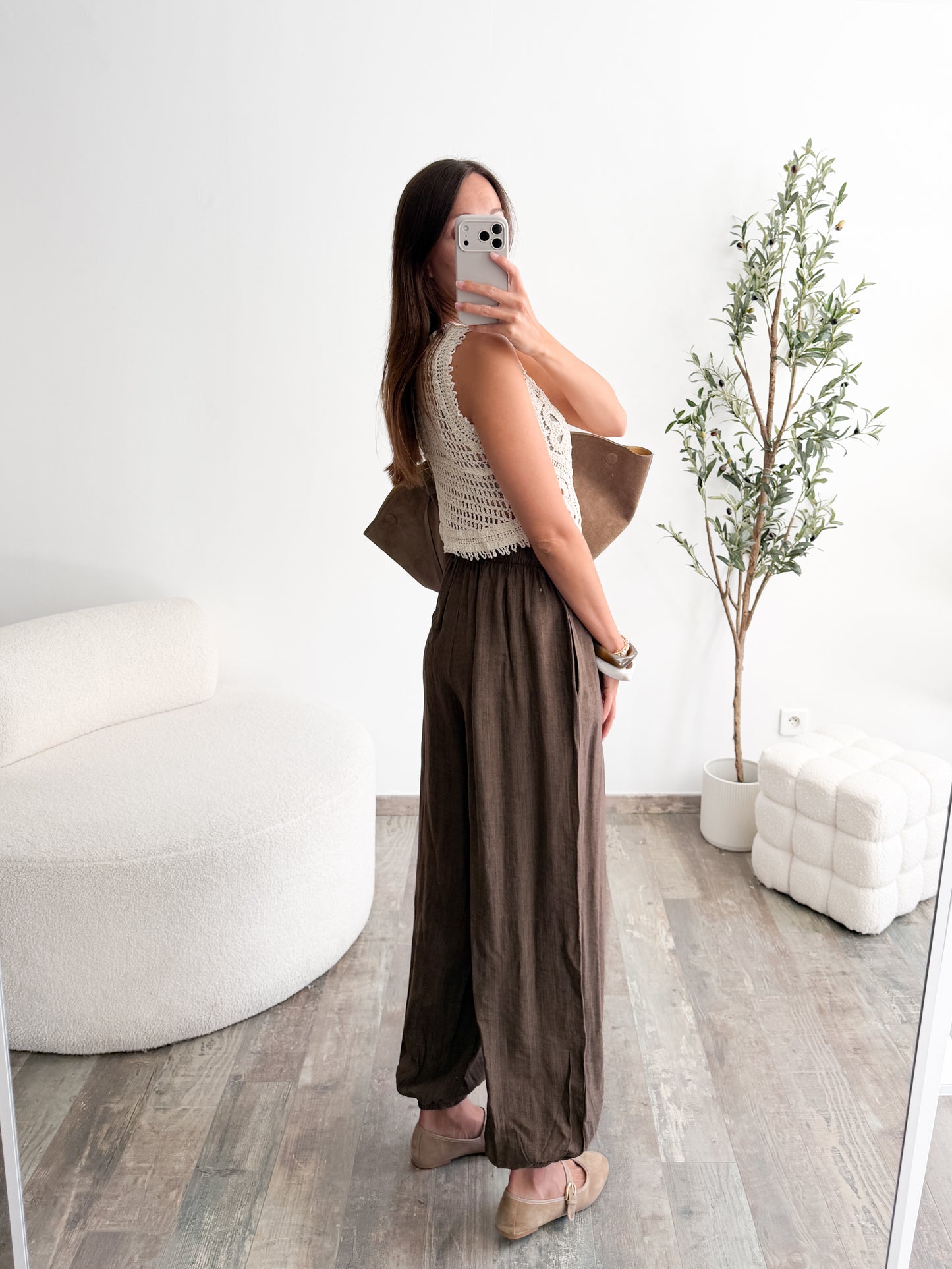 Pantalon bouffant marron