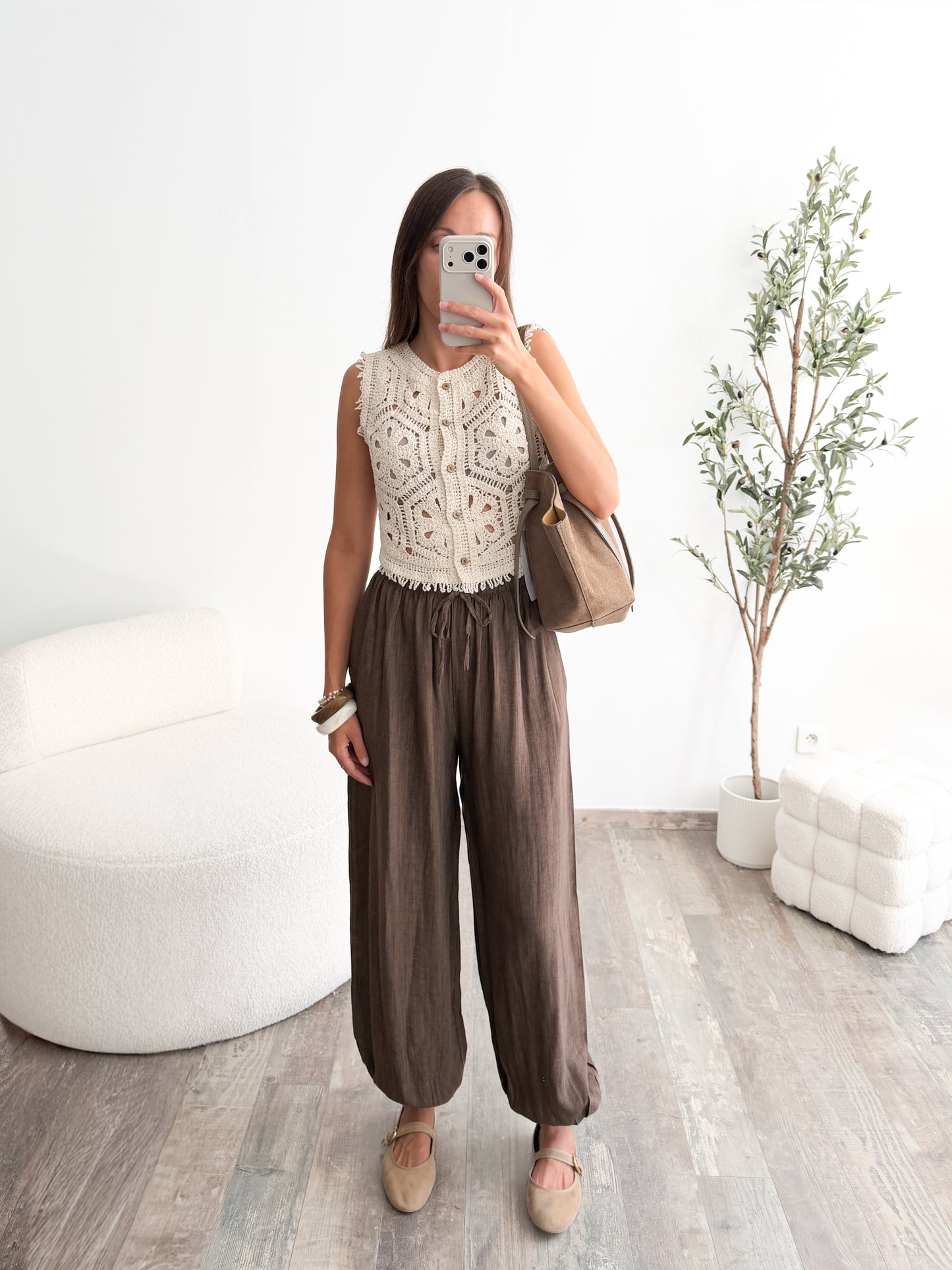 Pantalon bouffant marron