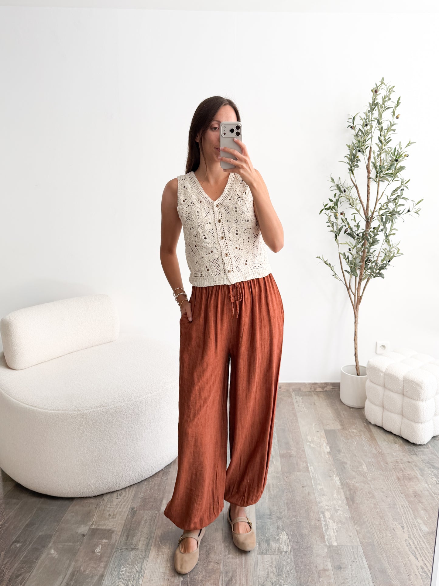 Pantalon bouffant terracotta